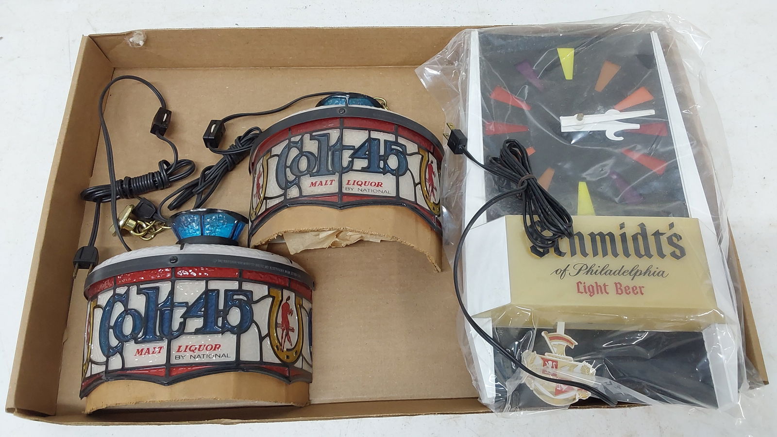 (2) NOS Colt 45 light up signs and Schmidts clock (1 of 1)
