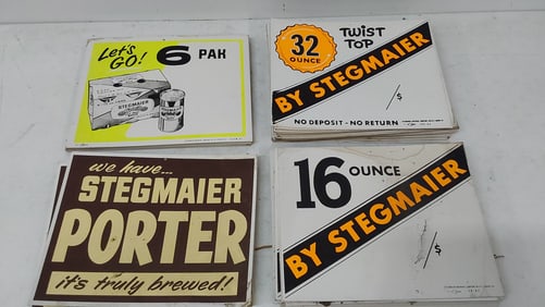 (109) NOS Stegmaier Beer promo/pricing signs