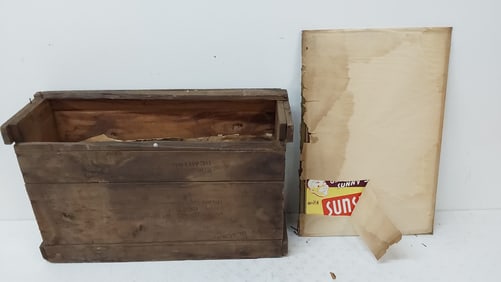 NOS Sunshine Premium Beer TOC sign and wood crate