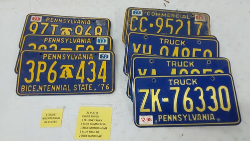 (30) vintage PA license plates