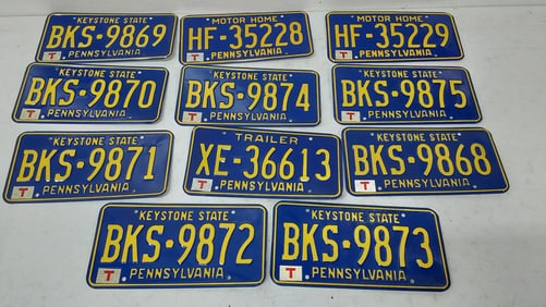 (11) unissued PA license plates