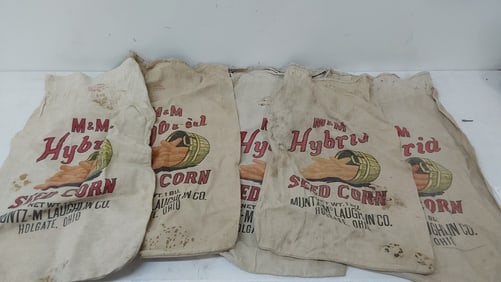 (6) M and M Hybrid seed corn sacks