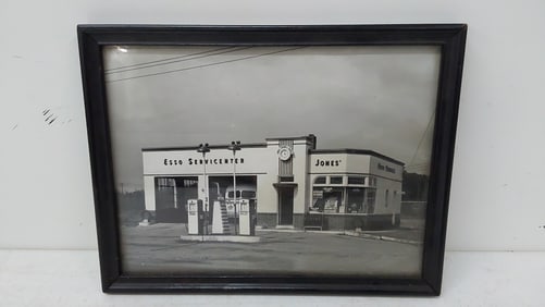 early ESSO Service Center B/W photo framed