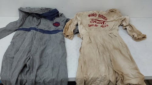 (2) vintage mechanics overalls