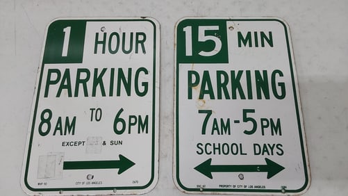 (2) porcelain parking signs