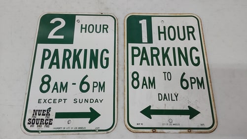 (2) porcelain parking signs