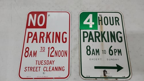 (2) porcelain parking signs