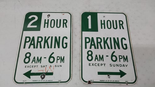 (2) porcelain parking signs