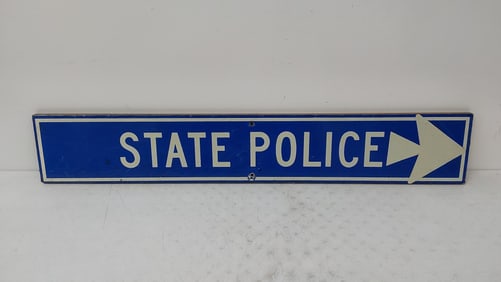 wood State Police sign