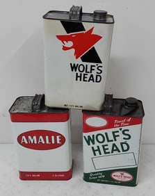 (3) 1 gallon oil cans