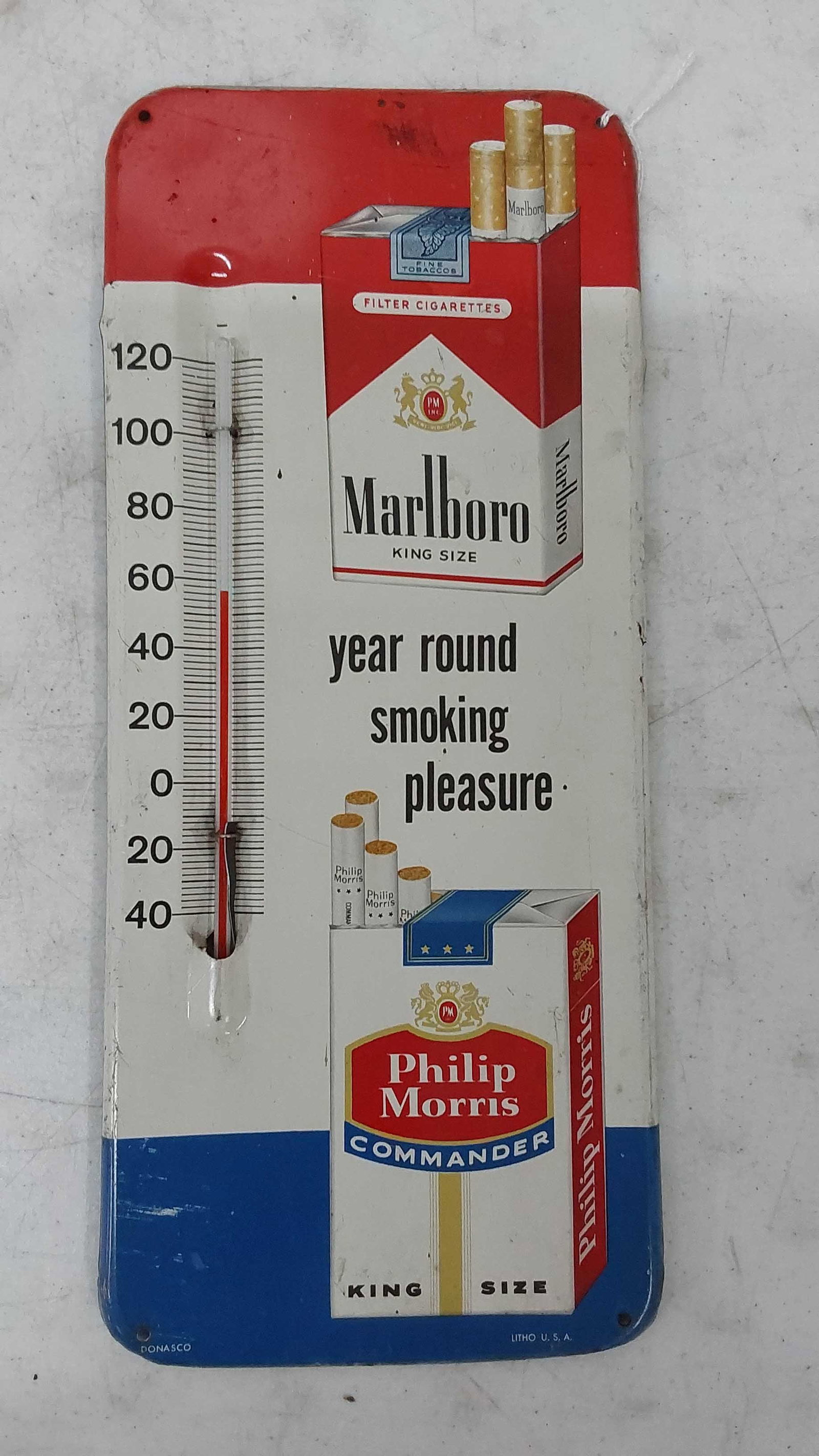 Marlboro and Philip Morris thermometer: Condition = 7.75+ 6" x 13 1/2"