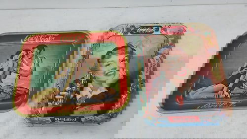 (2) Coca-Cola soda trays