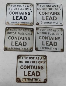(5) porcelain "Contains Lead" pump plates
