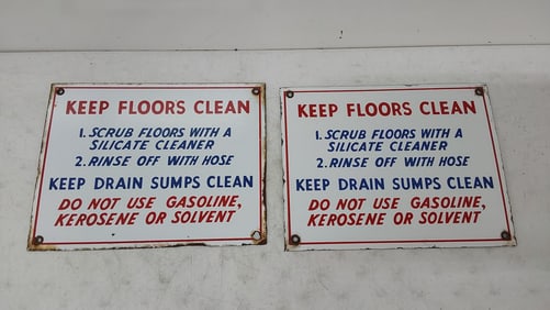 (2) "Keep floors clean" SSP signs