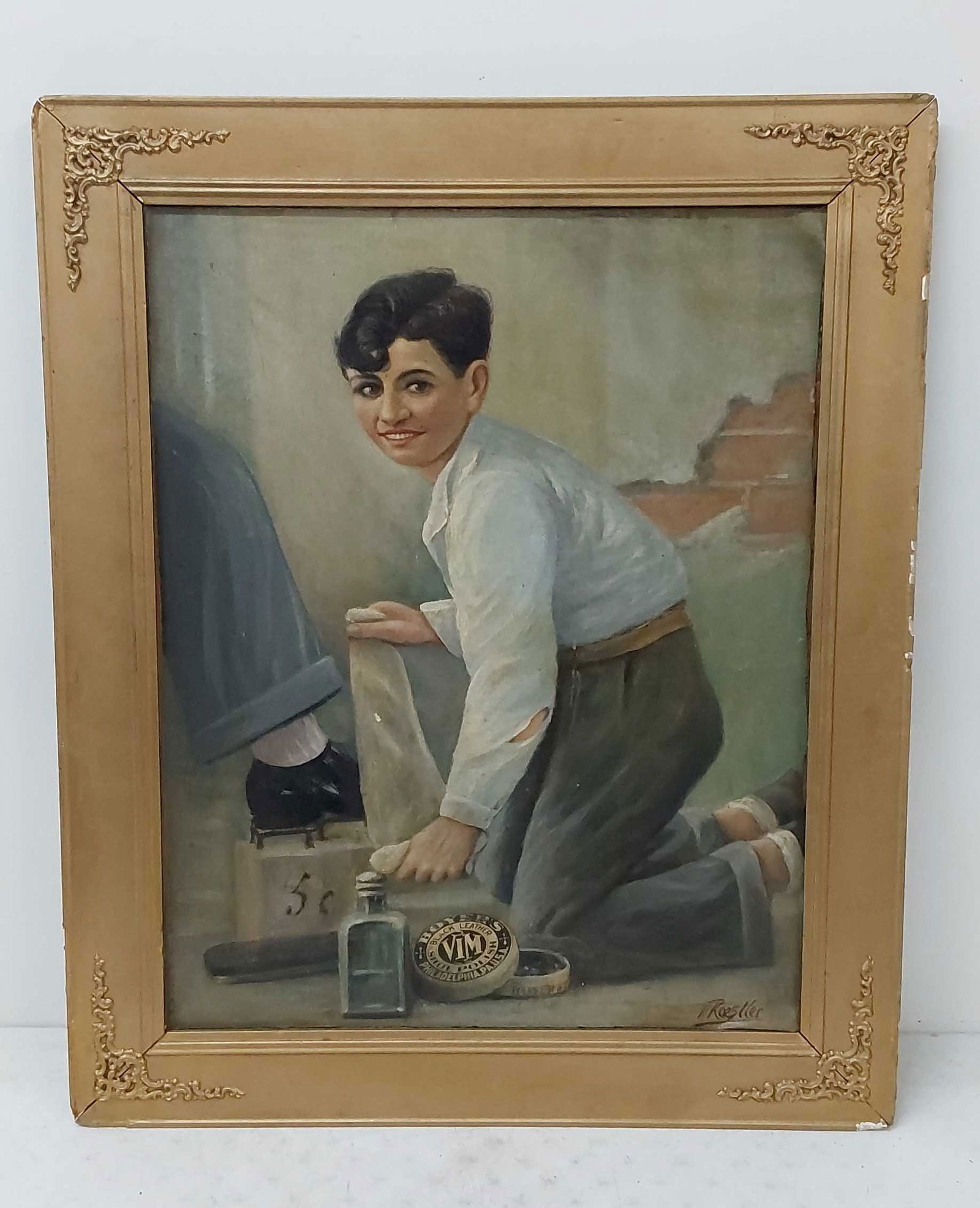 Boyer's Shoe polish oil painting on board (1 of 3)