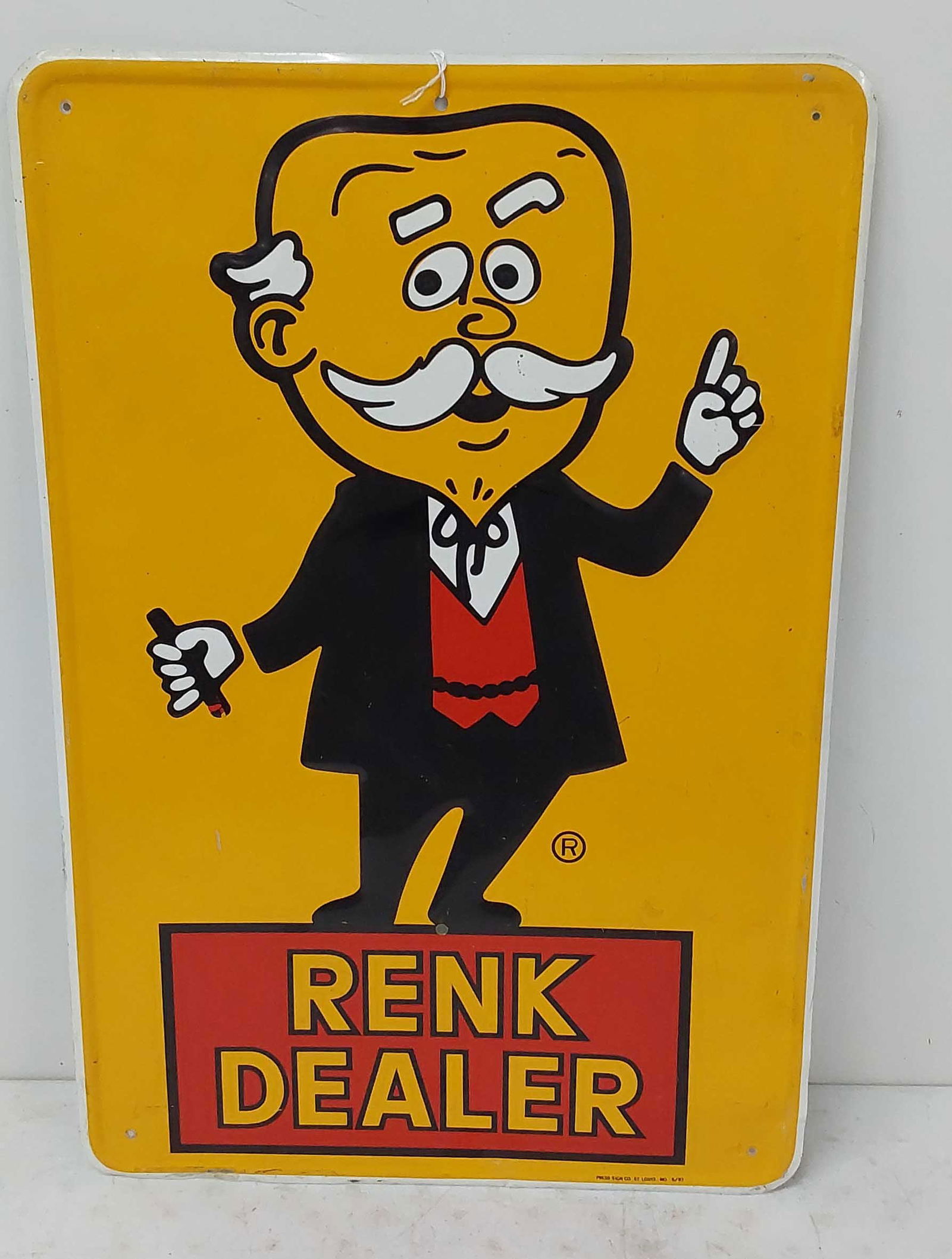 Renk Seed Corn Dealer SSA sign: Single Sided Aluminum Condition = 8 18" x 27"