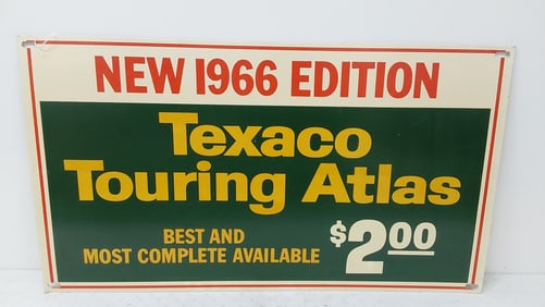 1966 cardboard Texaco Touring Atlas sign