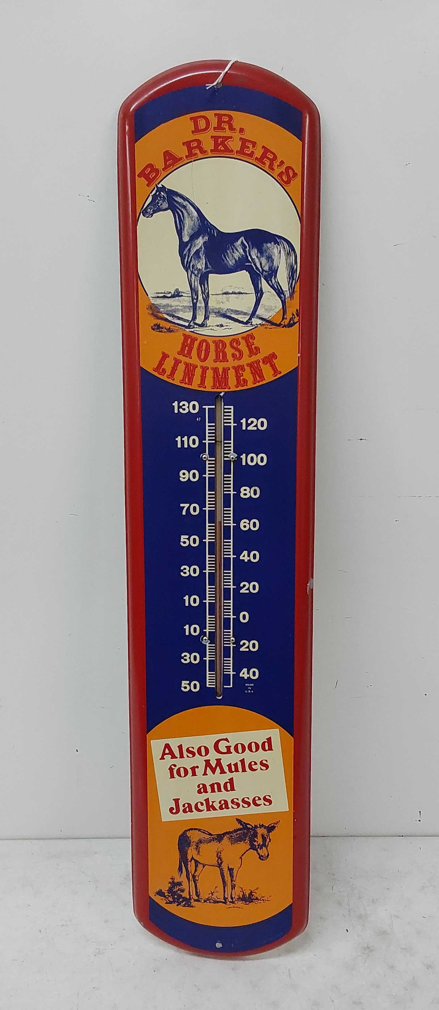Dr. Parkers Horse Liniment thermometer: 8 1/2" 39"