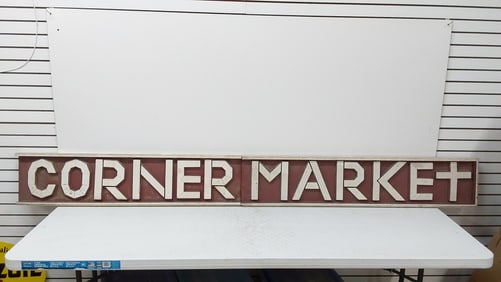 2-piece Corner Market wood sign