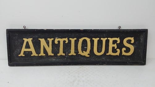 antique sand painted wood sign