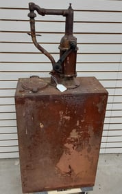 American Oil Co oil drum with pump