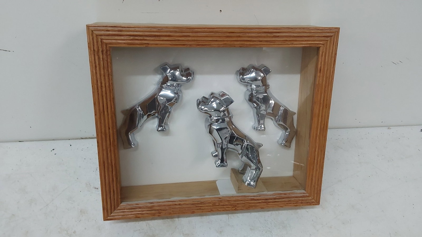 framed Mack truck bull dogs plaque: 9 1/4" x 11 1/4" x 3"