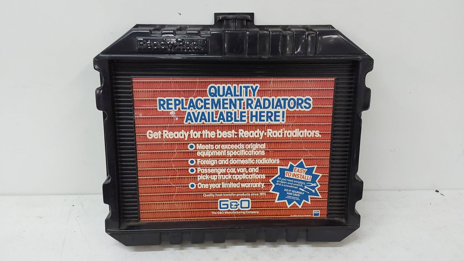 plastic radiator advertisement: 25" x 22"