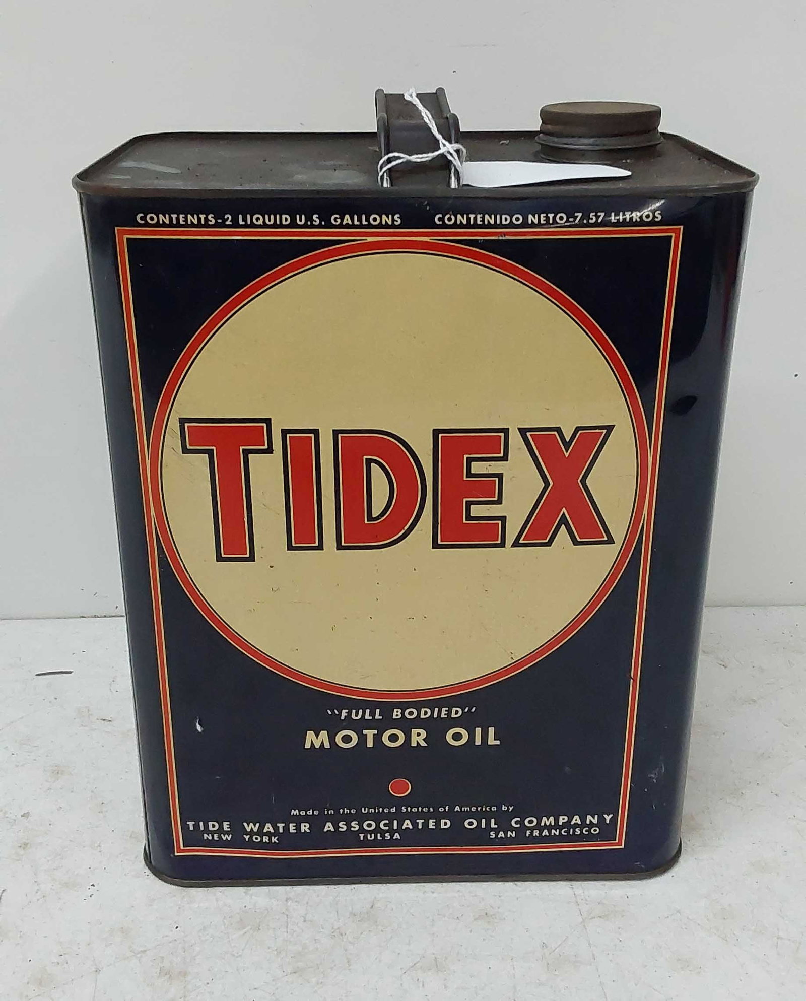 Tidex Motor Oil tin can: 2 gallon