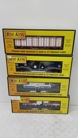 (4) Rail King train cars in boxes
