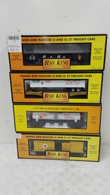 (4) Rail King train cars in boxes