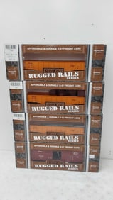(4) Rail King Rugged Rails train cars in boxes