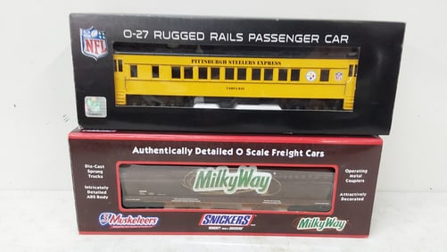 (1) MTH and (1) Rail King train cars with boxes