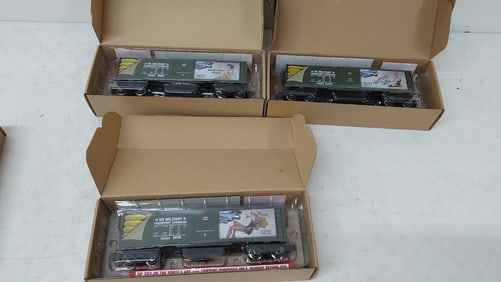 (3) Gold Line WWII Commemorative train car models