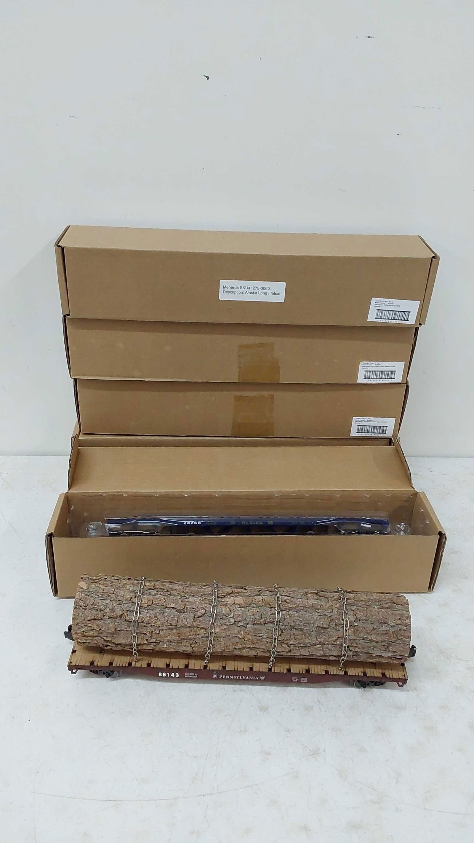 (6) Menard's model train cars with (5) boxes (1 of 2)