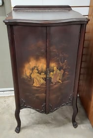 early painted scene record cabinet