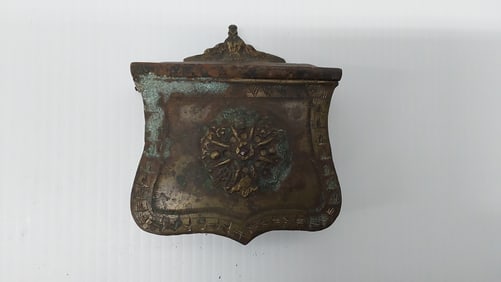 19th century brass black powder belt box