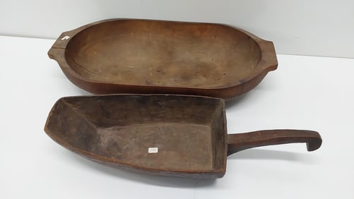 vintage wood bowl and scoop