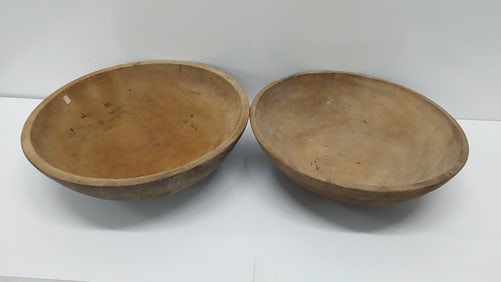 (2) large wood bowls