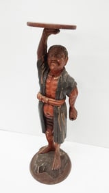 early wood carved servant statue
