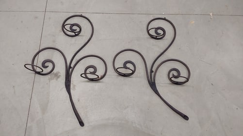 pair of hand-forged wall flower sconces