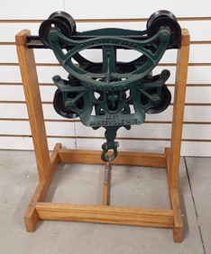 Strickler hay trolley on wood stand