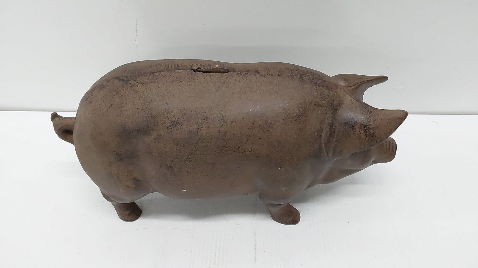 cast iron piggy bank: 18" long