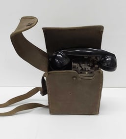 WWII field phone with case