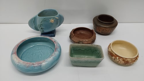 (6) various Roseville planters