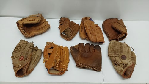 (8) vintage baseball gloves