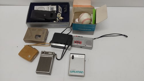(5) transistor radios and (3) tape recorders