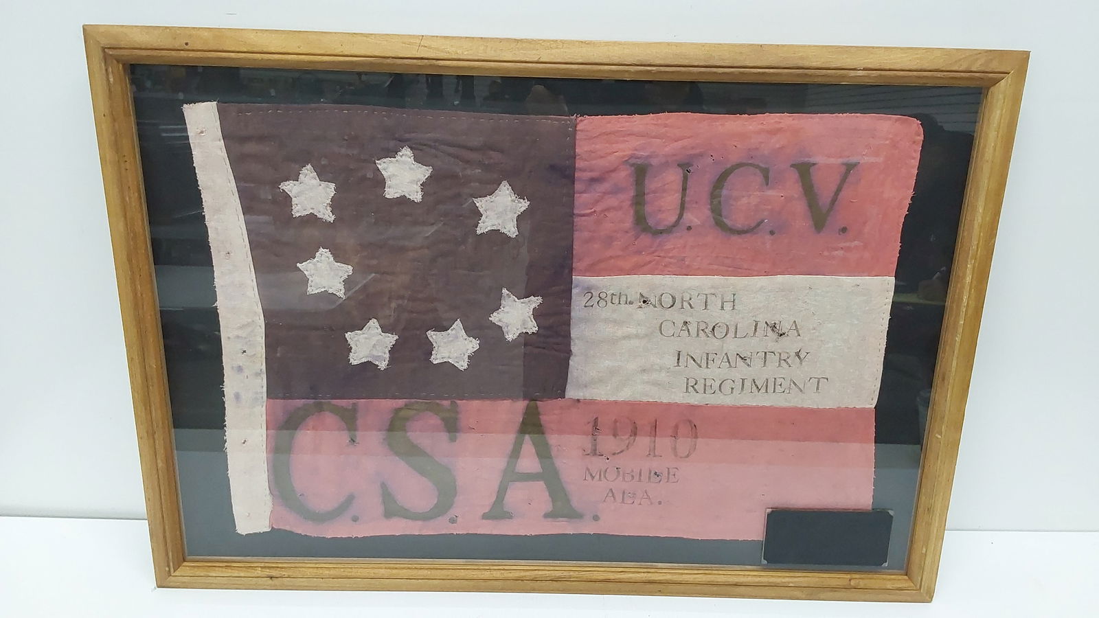 modern United Confederate Veterans framed flag (1 of 3)