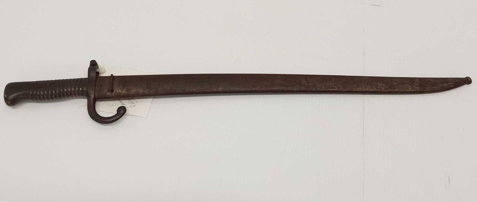 1874 short sword/rifle bayonet with scabbard: Scabbard and sword numbers DO NOT match.