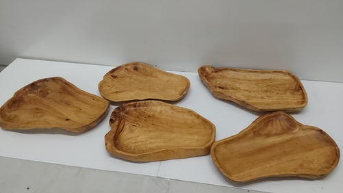 (5) teak wood plates