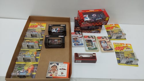 large flat of diecast and Nascar/Case collectibles